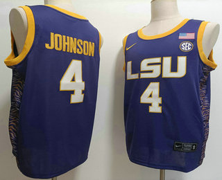 Men's LSU Tigers #4 Flaujae Johnson Purple Stitched College Basketball Jersey