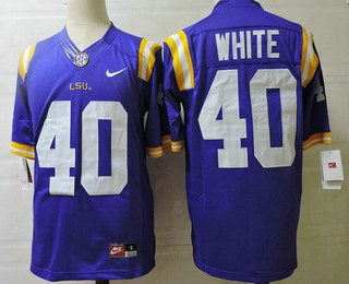 Men's LSU Tigers #40 Devin White Purple College Football Jersey