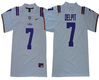 Men's LSU Tigers #7 Grant Delpit White 2017 Vapor Untouchable Stitched Nike NCAA Jersey