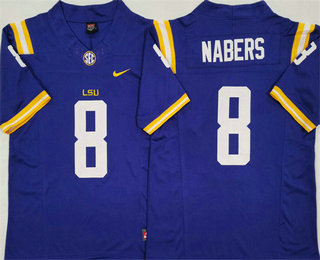 Men's LSU Tigers #8 Malik Nabers Purple FUSE College Football Jersey