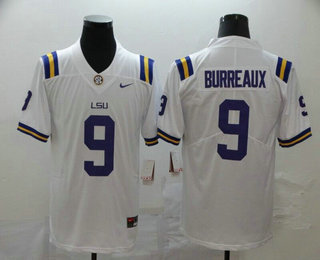 Men's LSU Tigers #9 Joe Burreaux White 2017 Vapor Untouchable Stitched Nike NCAA Jersey