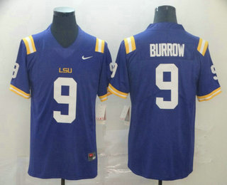 Men's LSU Tigers #9 Joe Burrow Purple 2017 Vapor Untouchable Stitched Nike NCAA Jersey