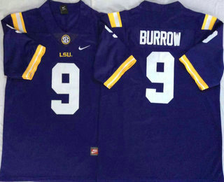 Men's LSU Tigers #9 Joe Burrow Purple 2017 Vapor Untouchable Stitched Nike NCAA Jersey