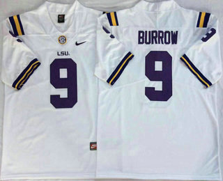 Men's LSU Tigers #9 Joe Burrow White 2017 Vapor Untouchable Stitched Nike NCAA Jersey