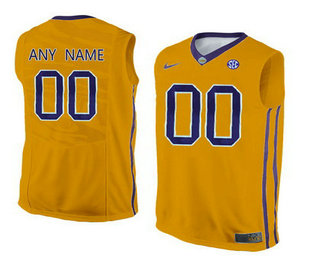 Men's LSU Tigers Customized College Basketball Elite Jersey - Gold