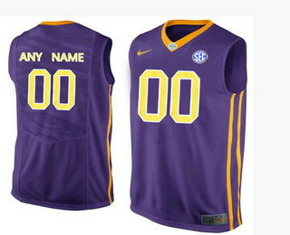 Men's LSU Tigers Customized College Basketball Elite Jersey - Purple