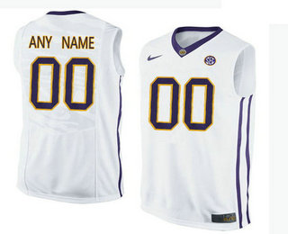 Men's LSU Tigers Customized College Basketball Elite Jersey - White