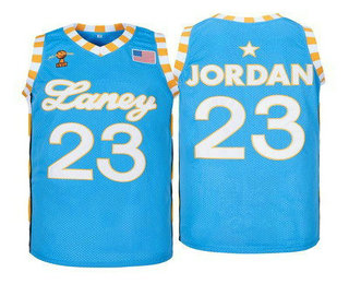 Men's Laney High School Bucs #23 Michael Jordan Light Blue All American Basketball Jersey