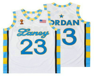 Men's Laney High School Bucs #23 Michael Jordan White All American Basketball Jersey