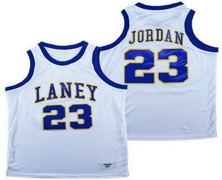 Men's Laney High School Bucs #23 Michael Jordan White Basketball Jersey