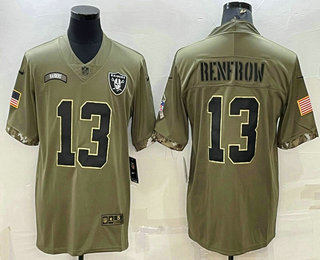 Men's Las Vegas Raiders #13 Hunter Renfrow 2022 Olive Salute To Service Limited Stitched Football Jersey