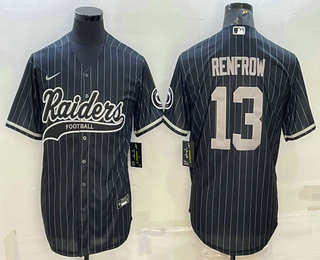 Men's Las Vegas Raiders #13 Hunter Renfrow Black With Patch Cool Base Stitched Baseball Jersey