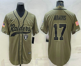 Men's Las Vegas Raiders #17 Davante Adams 2022 Olive Salute to Service Cool Base Stitched Baseball Jersey