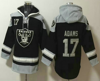 Men's Las Vegas Raiders #17 Davante Adams Black Ageless Must Have Lace Up Pullover Hoodie