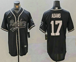 Men's Las Vegas Raiders #17 Davante Adams Black Team Patch Stitched Cool Base Nike Baseball Jersey