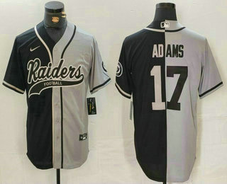 Men's Las Vegas Raiders #17 Davante Adams Grey Black Split Cool Base Stitched Baseball Jersey