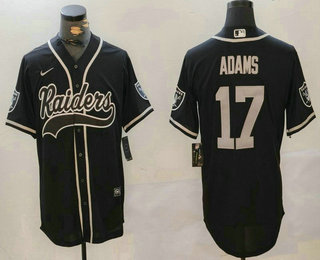 Men's Las Vegas Raiders #17 Davante Adams NEW Black Team Patch Stitched Cool Base Nike Baseball Jersey