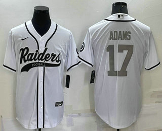 Men's Las Vegas Raiders #17 Davante Adams White Grey Stitched MLB Cool Base Nike Baseball Jersey