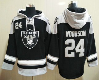 Men's Las Vegas Raiders #24 Charles Woodson Black Team Color 2014 NFL Hoodie