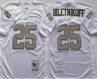 Men's Las Vegas Raiders #25 Fred Biletnikoff White With Silver Throwback Stitched Jersey