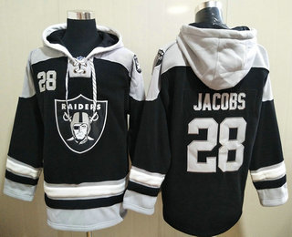 Men's Las Vegas Raiders #28 Josh Jacobs Black Team Color 2014 NFL Hoodie