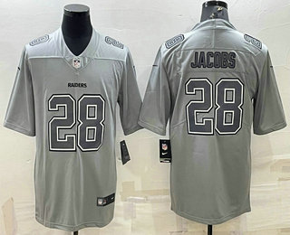 Men's Las Vegas Raiders #28 Josh Jacobs Grey Atmosphere Fashion Stitched Jersey