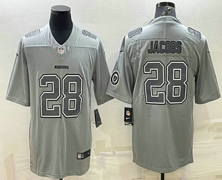 Men's Las Vegas Raiders #28 Josh Jacobs With Patch Grey Atmosphere Fashion Stitched Jersey