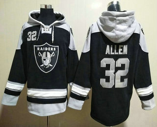 Men's Las Vegas Raiders #32 Marcus Allen Black Ageless Must Have Lace Up Pullover Hoodie