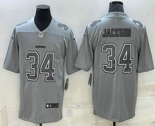 Men's Las Vegas Raiders #34 Bo Jackson Grey Atmosphere Fashion 2022 Vapor Untouchable Stitched Limited Jersey