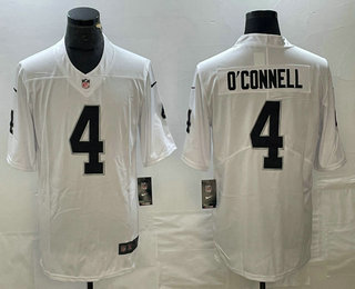 Men's Las Vegas Raiders #4 Aidan OConnell White Vapor Untouchable Stitched Football Jersey