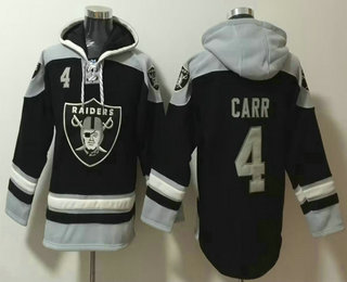 Men's Las Vegas Raiders #4 Derek Carr Black Ageless Must Have Lace Up Pullover Hoodie