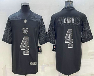 Men's Las Vegas Raiders #4 Derek Carr Black Reflective Limited Stitched Football Jersey