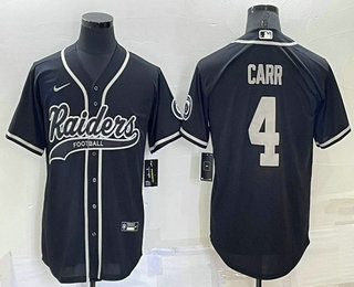 Men's Las Vegas Raiders #4 Derek Carr Black Stitched MLB Cool Base Nike Baseball Jersey