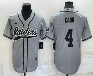 Men's Las Vegas Raiders #4 Derek Carr Grey Stitched MLB Cool Base Nike Baseball Jersey