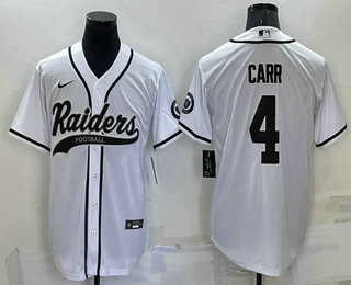 Men's Las Vegas Raiders #4 Derek Carr White Stitched MLB Cool Base Nike Baseball Jersey