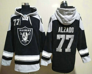 Men's Las Vegas Raiders #77 Lyle Alzado Black Ageless Must Have Lace Up Pullover Hoodie