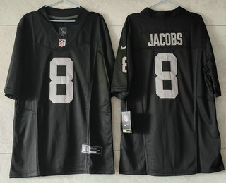 Men's Las Vegas Raiders #8 Josh Jacobs Black 2023 FUSE Vapor Untouchable Stitched Jersey