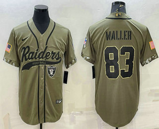 Men's Las Vegas Raiders #83 Darren Waller 2022 Olive Salute to Service Cool Base Stitched Baseball Jersey