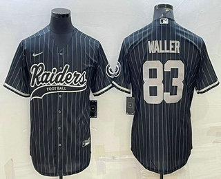 Men's Las Vegas Raiders #83 Darren Waller Black With Patch Cool Base Stitched Baseball Jersey