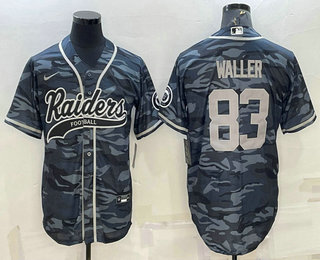 Men's Las Vegas Raiders #83 Darren Waller Grey Camo With Patch Cool Base Stitched Baseball Jersey