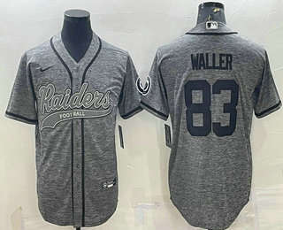 Men's Las Vegas Raiders #83 Darren Waller Grey Gridiron With Patch Cool Base Stitched Baseball Jersey