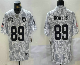 Men's Las Vegas Raiders #89 Brock Bowers Arctic Camo 2024 FUSE Salute to Service Limited Stitched Jersey