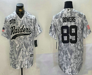 Men's Las Vegas Raiders #89 Brock Bowers Arctic Camo 2024 Salute to Service Stitched Baseball Jersey