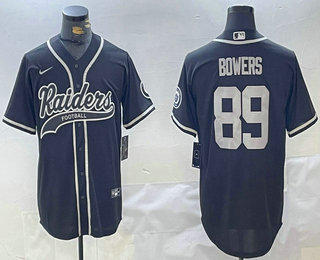 Men's Las Vegas Raiders #89 Brock Bowers Black Cool Base Stitched Baseball Jersey