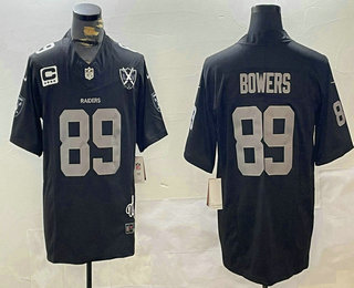 Men's Las Vegas Raiders #89 Brock Bowers Limited Black C Patch 65th Fashion Vapor Jersey