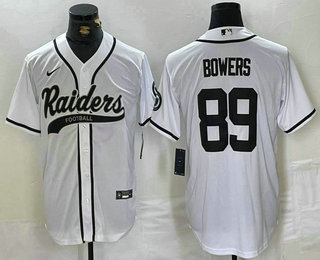 Men's Las Vegas Raiders #89 Brock Bowers White Cool Base Stitched Baseball Jersey