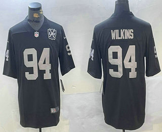 Men's Las Vegas Raiders #94 Christian Wilkins Black C Patch 65th Season Vapor Jersey