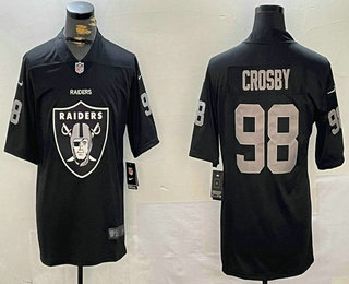 Men's Las Vegas Raiders #98 Maxx Crosby Black Big Logo Vapor Stitched Nike Limited Jersey