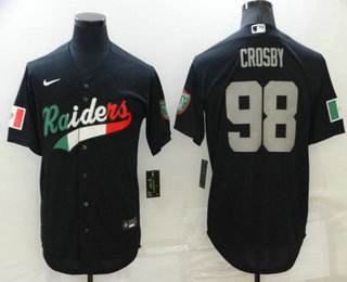 Men's Las Vegas Raiders #98 Maxx Crosby Black Mexico Stitched MLB Cool Base Nike Baseball Jersey