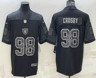 Men's Las Vegas Raiders #98 Maxx Crosby Black Reflective Limited Stitched Football Jersey